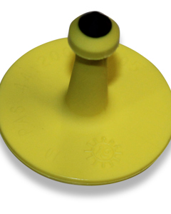 Ear tag Stud, Hog, round, 1.1" dia (2.8cm), yellow